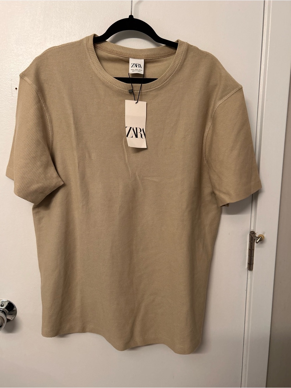 Zara Men’s Short Sleeve Crewneck T-Shirt in Beige